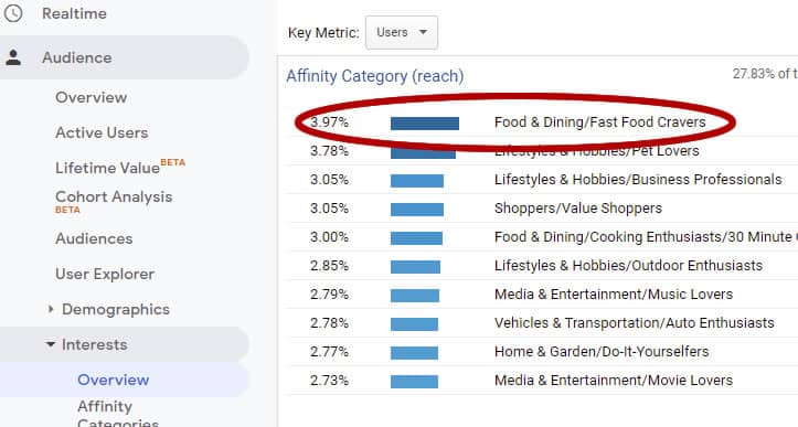 Google Analytics Affinity Audiences