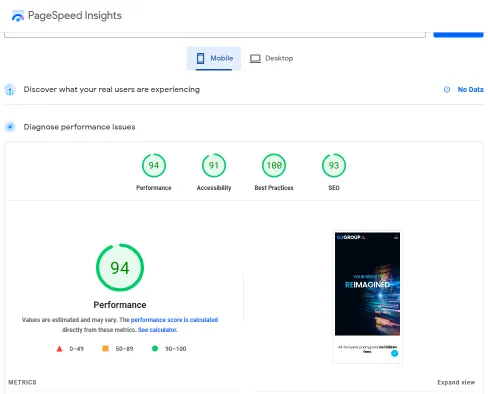 page speed insights